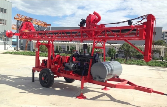 200m kedalaman air sumur bor rig trailer dipasang mesin diesel