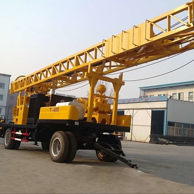 Rig Pengeboran Lubang Bor Rotary, Peralatan Pengeboran Udara Tipe Trailer Untuk 400m