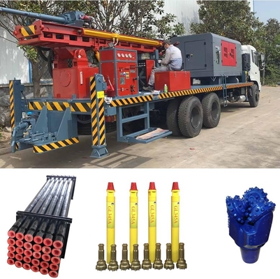 Gl300at 6x4 Rig Bor Sumur Air Borehole Truck Mounted Dth Dengan Kompresor Udara