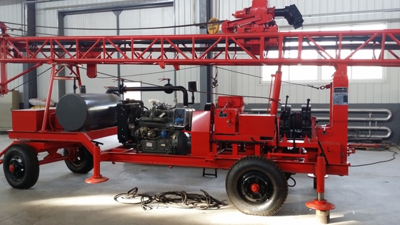 GL - IIA 300m Rig Pengeboran Sumur Kecil Portable Trailer Mounted Tenaga Mesin Diesel