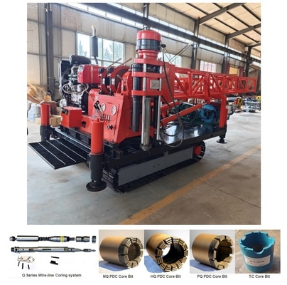 Rig Pengeboran Eksplorasi 200m 300m Berbasis Crawler Chassis Untuk Pengambilan Sampel Batuan Lubang Cenderung