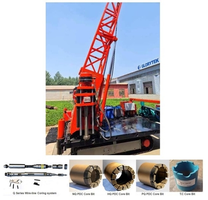 Rig Pengeboran Eksplorasi 200m 300m Berbasis Crawler Chassis Untuk Pengambilan Sampel Batuan Lubang Cenderung