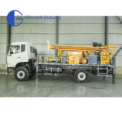 Rig Pengeboran Sumur Bor Dongfeng 4X4 Hidraulik Penuh, Kedalaman 500m, Ukuran Lubang 105-350mm